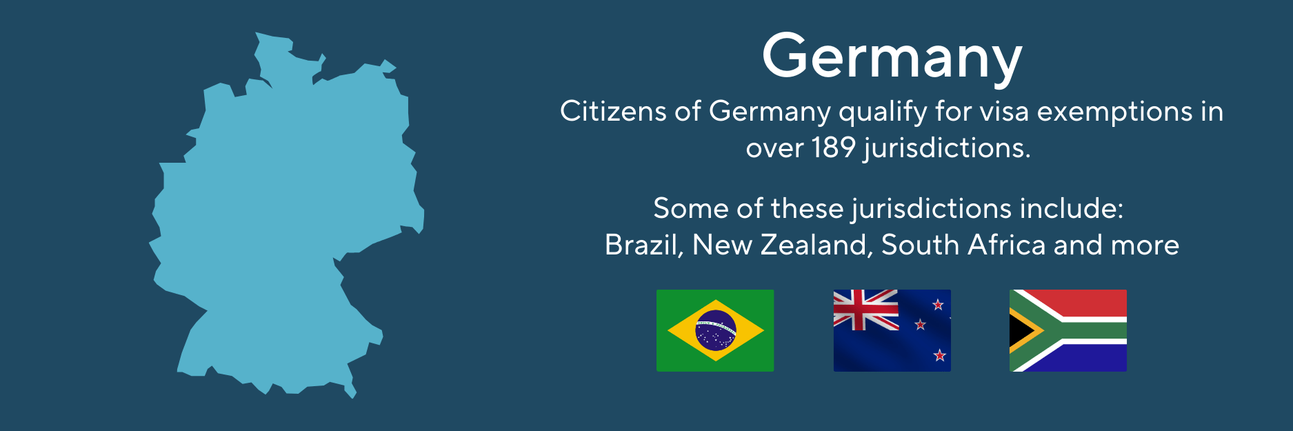 Citizens of Germany qualify for visa exemptions in over 189 jurisdictions.