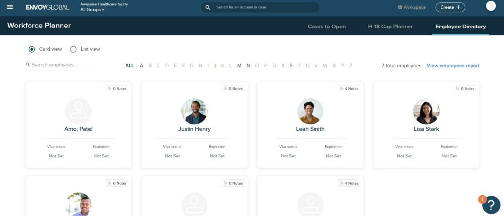 Screenshot of Envoy Global's workforce planner